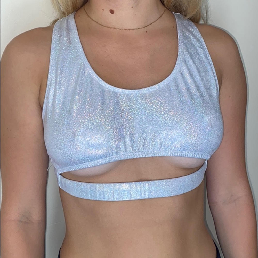 cropped sparkle cut out top